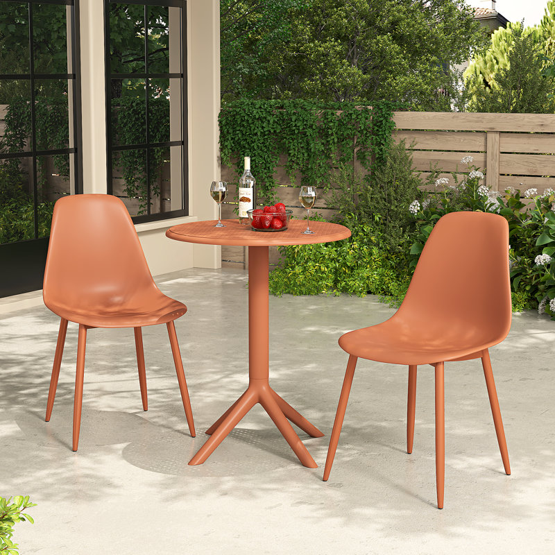 Athens 2 - Person Patio Dining Set with Round Table, Orange