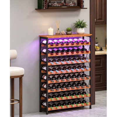 64-Bottle LED Wine Rack Freestanding Floor, Tall Display Cabinet