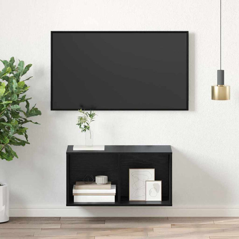 Wall-Mounted TV Cabinet Wall-Mounted, Black Oak, 72cm H x 37cm L x 37cm W
