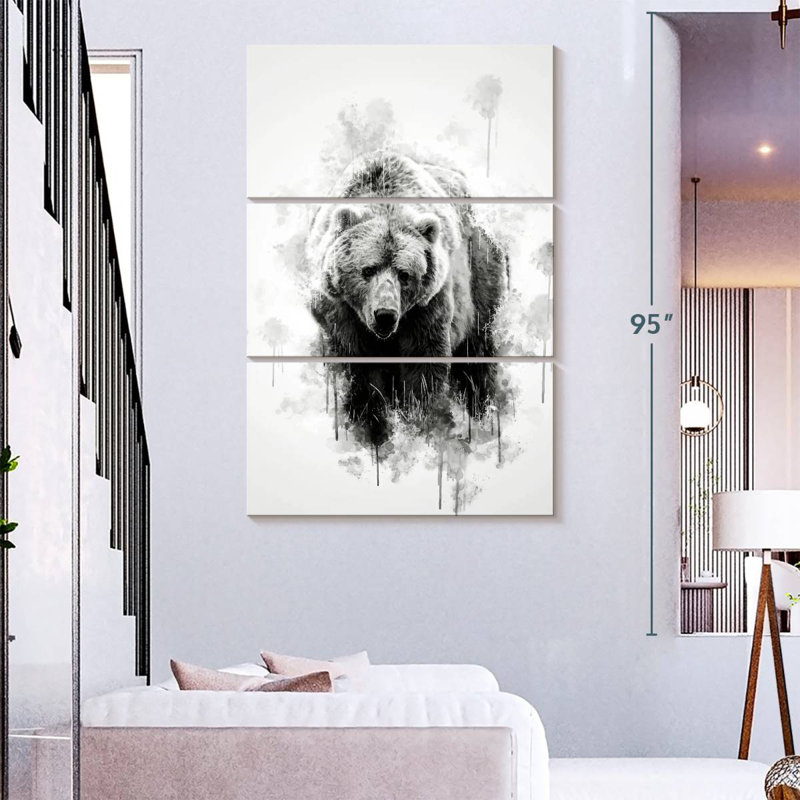 Brampt Brown Bear Black And White, 23" H x 14" W