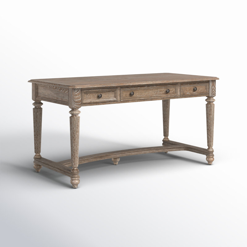 Traditional Oak Executive Home Office Desk with Drawers and Power Hub