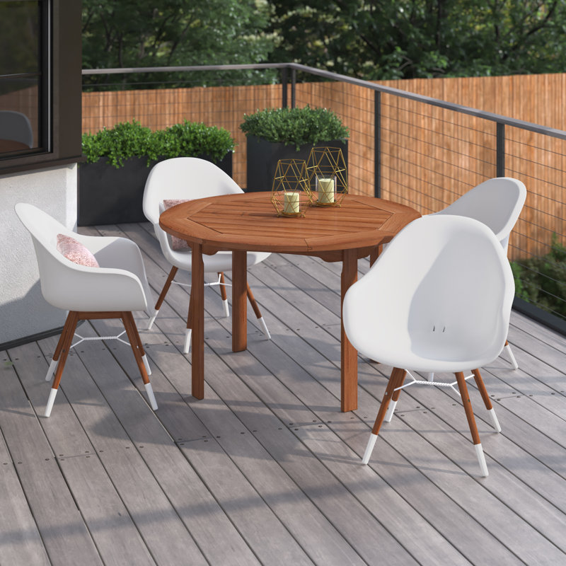 Anautica 4 - Person Wood Patio Dining Set with Round Table