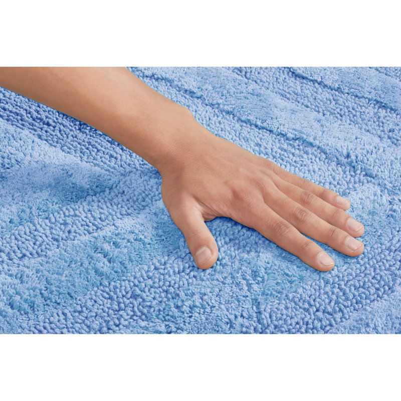 Hugo Premium 100% Cotton 4 Piece Bath Rug Sets with Non-Slip Backing, Machine Washable, Luxurious Chervon Pattern Super Absorbent & Tufted Weave Bath Mat for Bathroom, Shower, and Tub