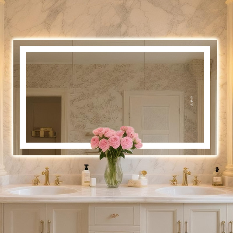 24''X36'' Led Bathroom Mirror With Anti-Fog & Shatterproof Glass - Front/Backlit Vanity Mirror With Memory Function, Human Motion Sensor, Ul-Listed Led Driver - Wall Mount Lighted Mirror