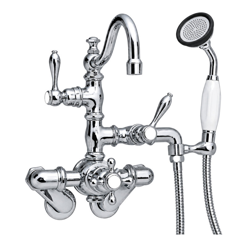 Robinet de baignoire thermostatique avec poignées en croix avec douchette par Strom Living, Chrome