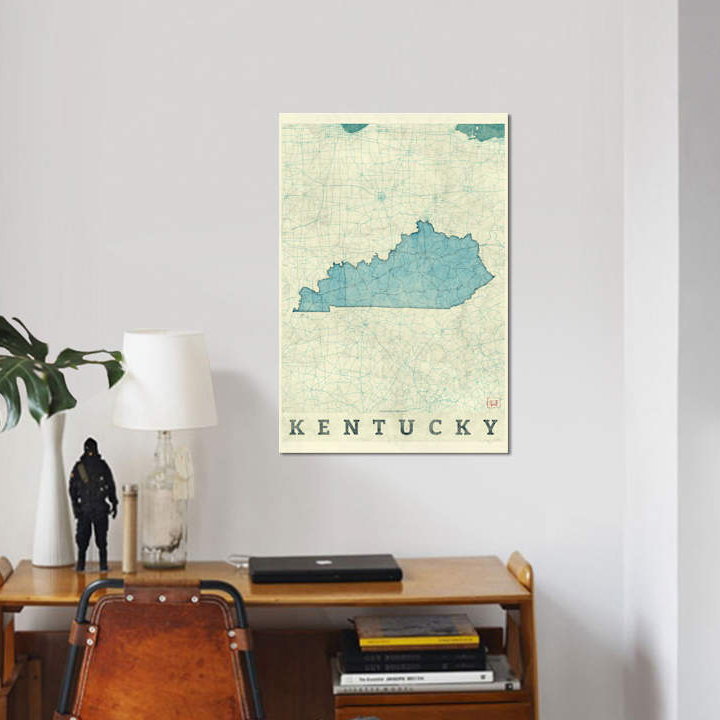 «Kentucky Map», impression sur toile, H 40 po x l 26 po x P 1,5 po, Toile tendue, Pas de tapis