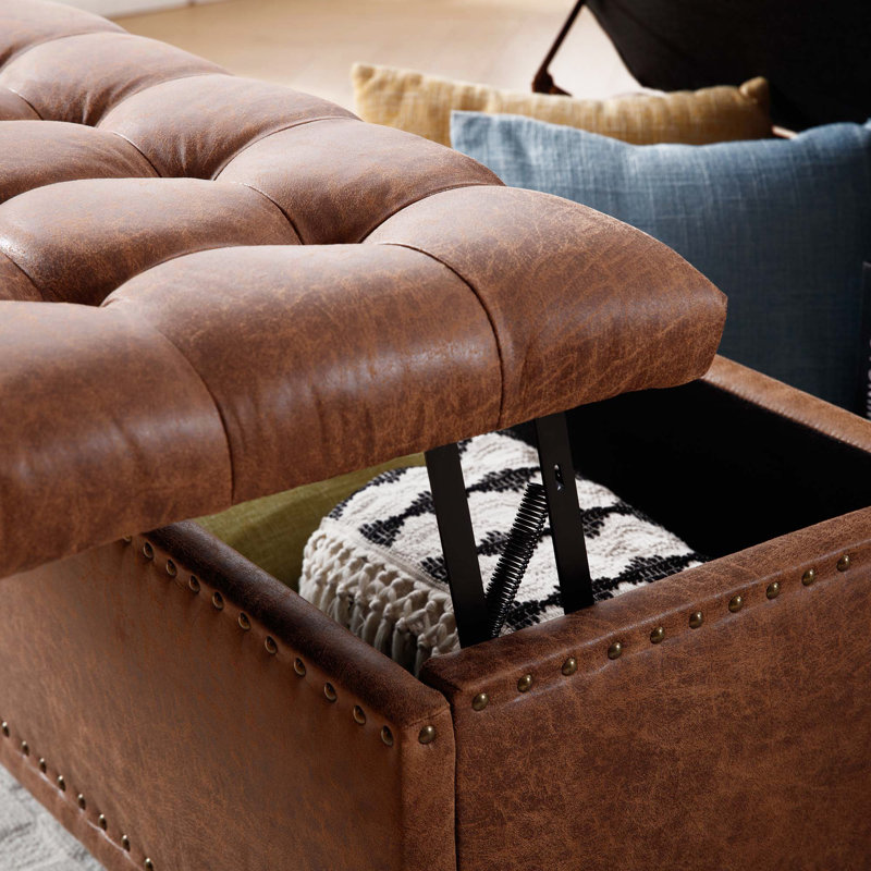 Leather Bench with Storage