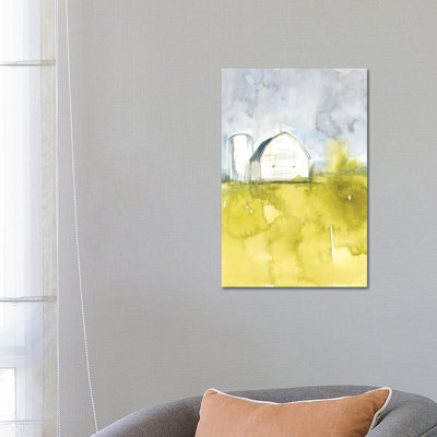Barn On Citron II by Jennifer Goldberger - Wrapped Canvas Print