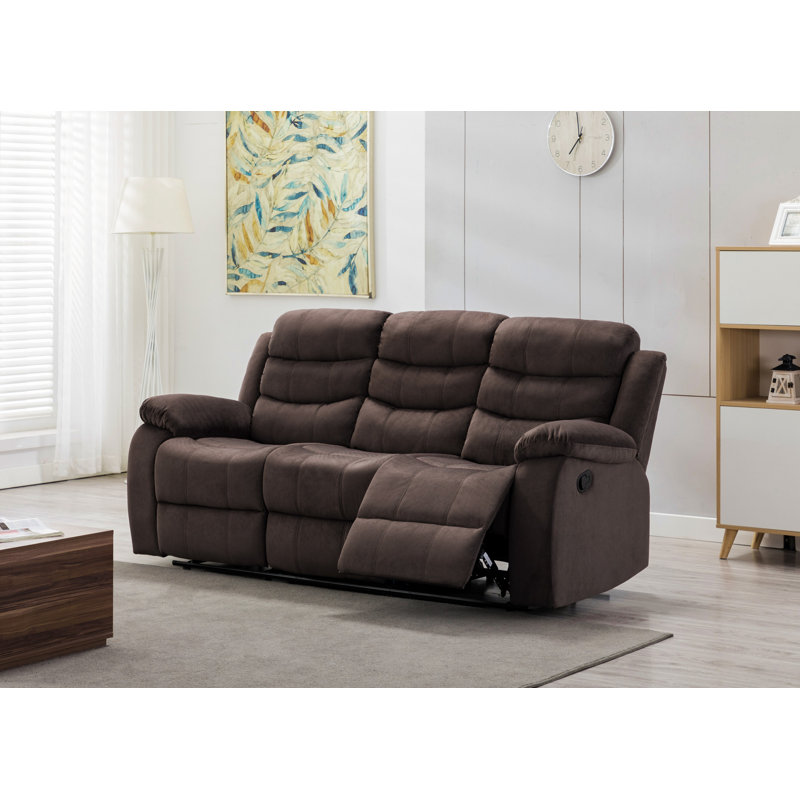 Canapé inclinable à accoudoirs coussinés 79,5 po Manus, Brun