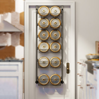Organisateur de garde-manger au-dessus de la porte, organisateurs de garde-manger et rangement, support à épices mural en métal pour la cuisine derrière la porte avec panier réglable