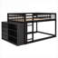 Lit superposé double au-dessus de lit double en bois massif brun avec rangement intégré pour les chambres d'amis et les soirées pyjama en famille-204008820-204008822