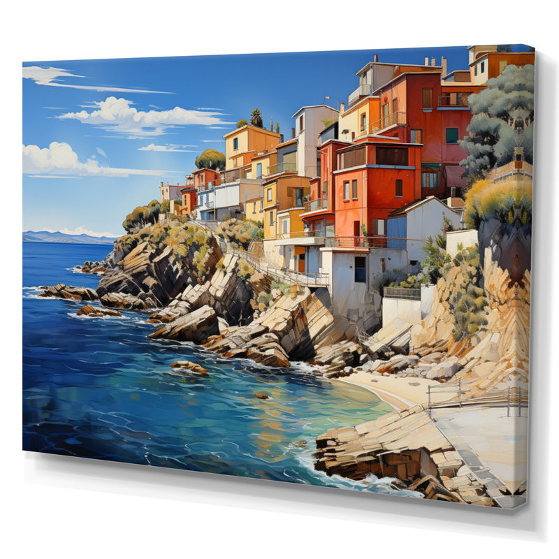 Espagne, littoral espagnol - impression, H 34 po x l 44 po x P 1,5 po, Toile tendue