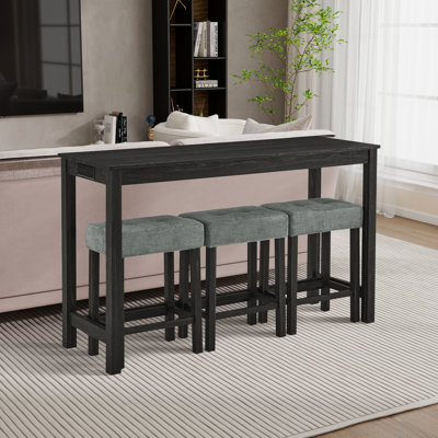 Ensemble de table de salle à manger à 4 pieds pour 3 personnes avec tabourets capitonnés