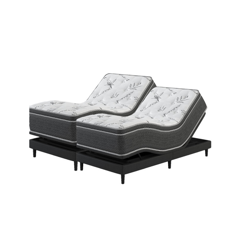 Matelas pour grand lit de 10 pouces avec housse pour améliorer la circulation de l'air et l'expérience du sommeil, ressorts enveloppés pour minimiser les mouvements du corps à isolation sonore, mousse blanche et rehaussement de grand lit, réduction