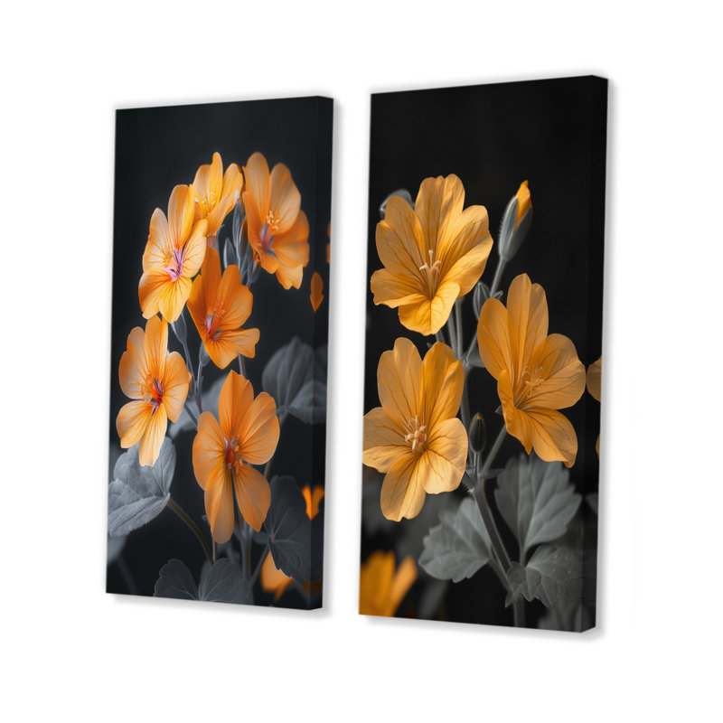 Gerardi - Geraniums, ensemble de 2 pièces d'art mural, H 32 po x l 32 po, Toile tendue