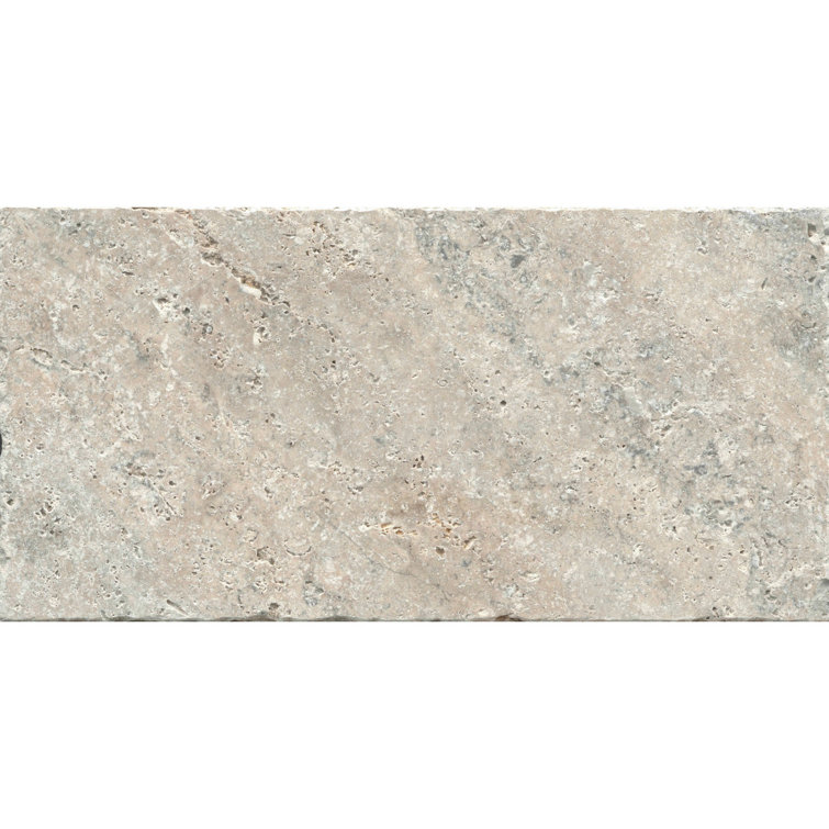 Travertine 8" x 16" Field Tile in Ancient Tumbled Silver