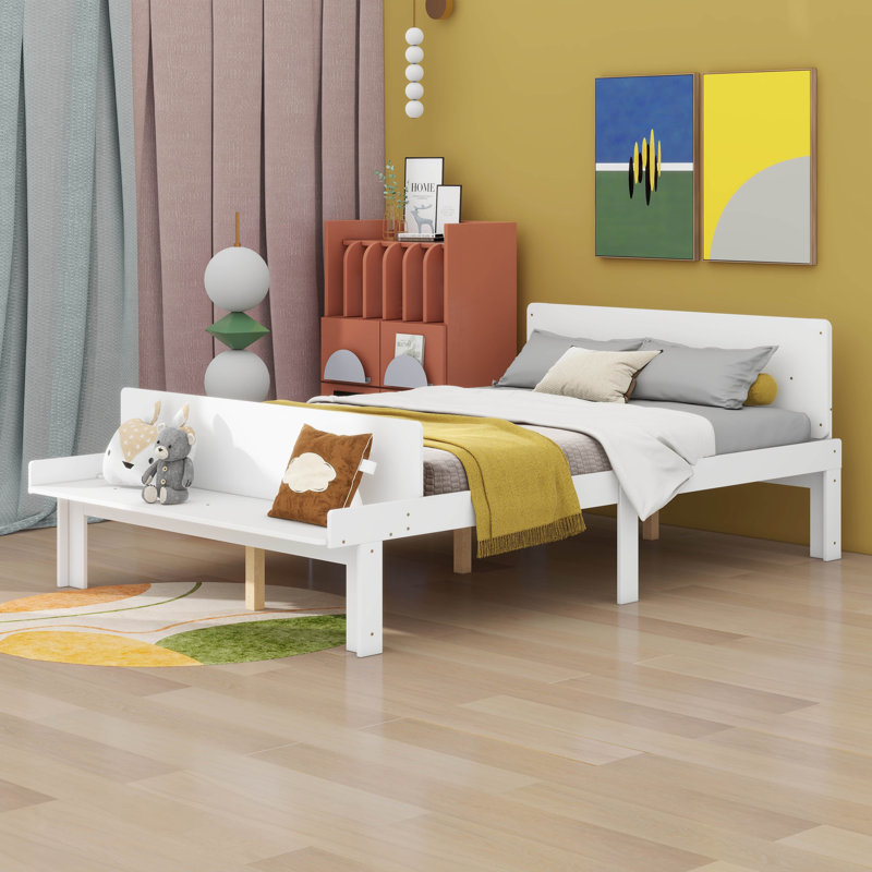 Full Bed With Footboard Bench, White