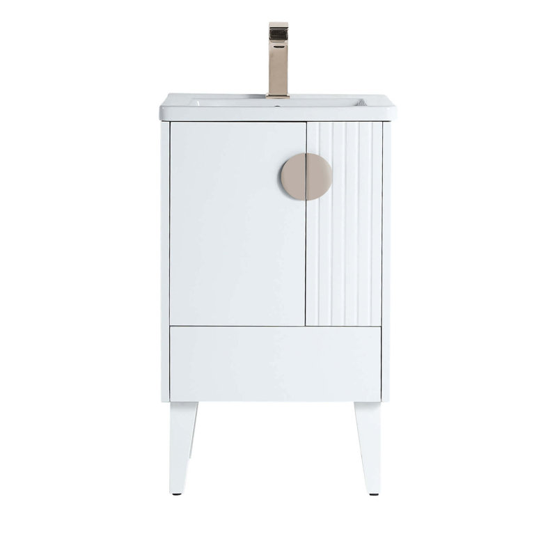 Ensemble de meuble-lavabo simple 20 po Saimah, Blanc mat, Nickel satiné