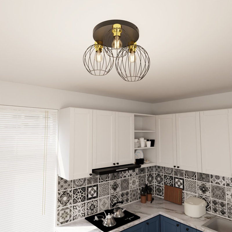 Alyessa Flush Mount, Matte Black/Gold