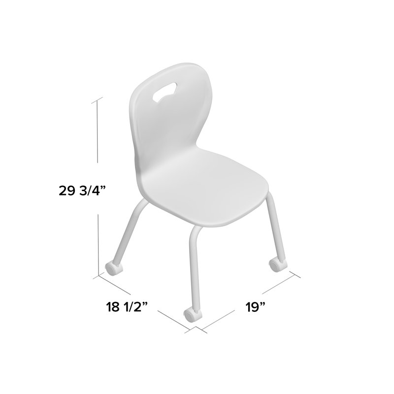 Chaise de salle de classe mobile avec roulettes Shape Series, Noir, 16 po