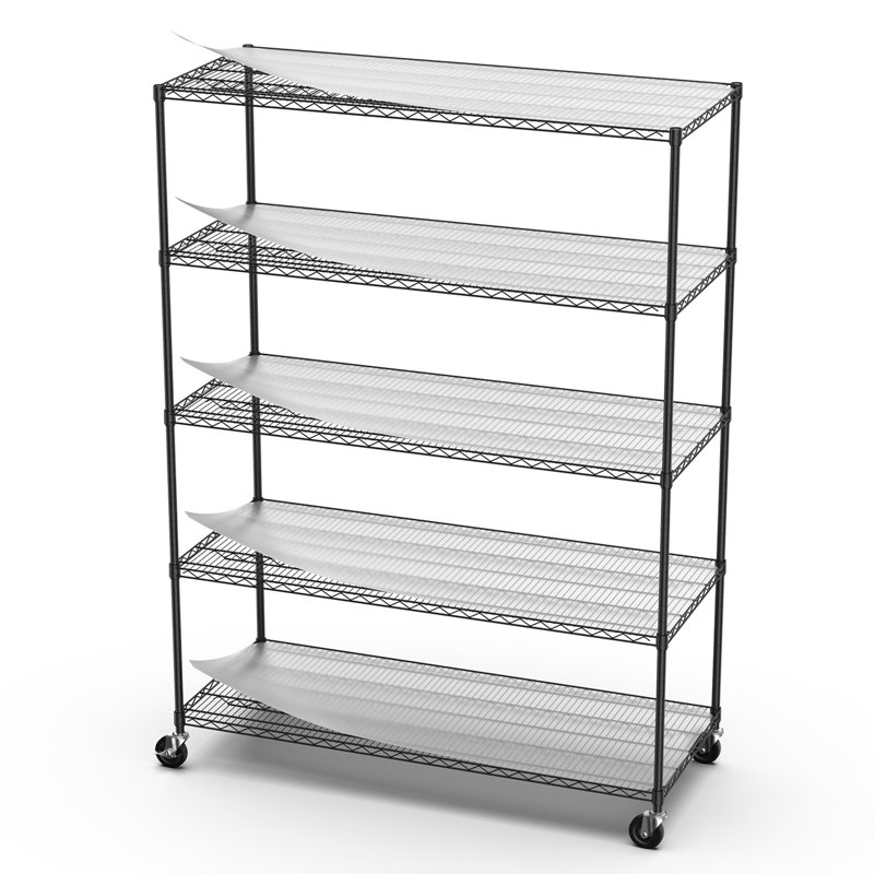 Tablette de rangement robuste en métal, Chrome chrome, H 82 po x l 24 po x P 60 po