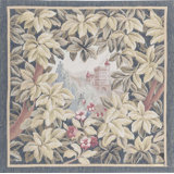 Hand-Knotted High-Quality Ivory and Blue Square Area Rug