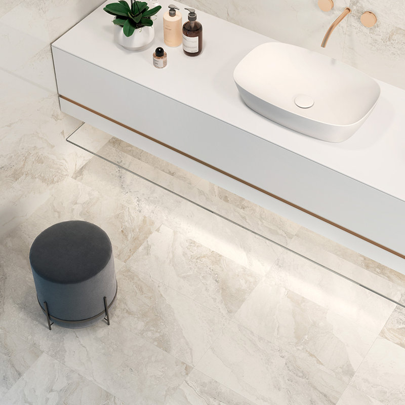 Carreau de porcelaine aspect onyx 12X24 Crystara, Ivoire ivoire