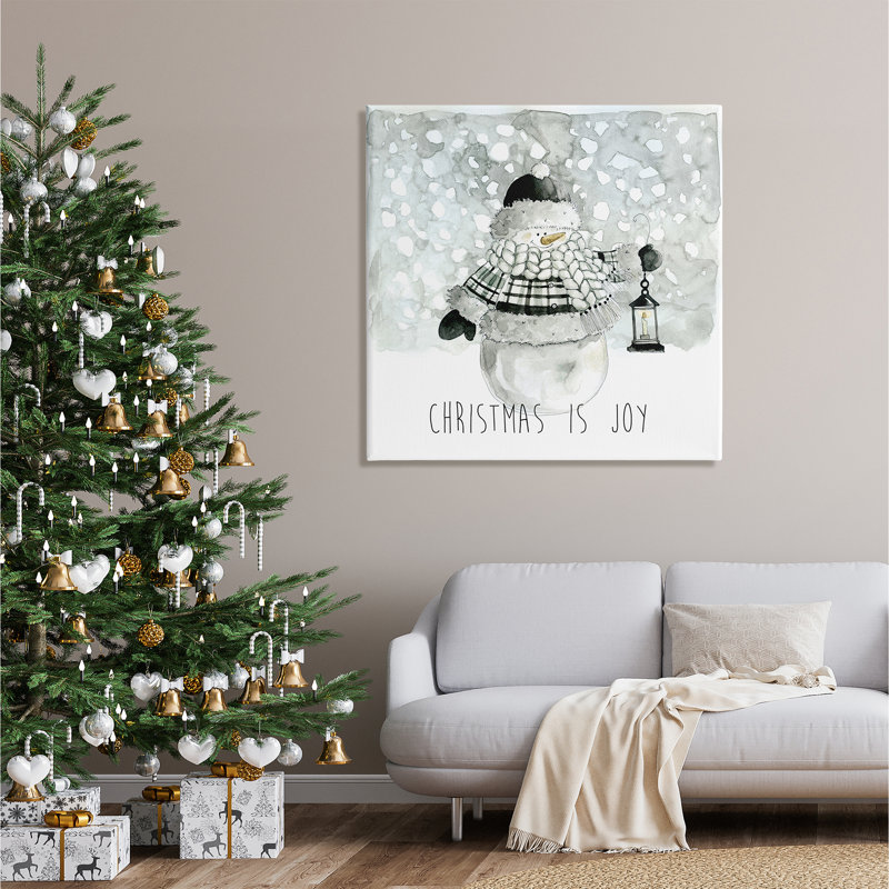 The Holiday Aisle® Christmas Is Joy Snowman Canvas Wall Art Design By Carol Robinson, H 36 po x l 36 po x P 1,5 po