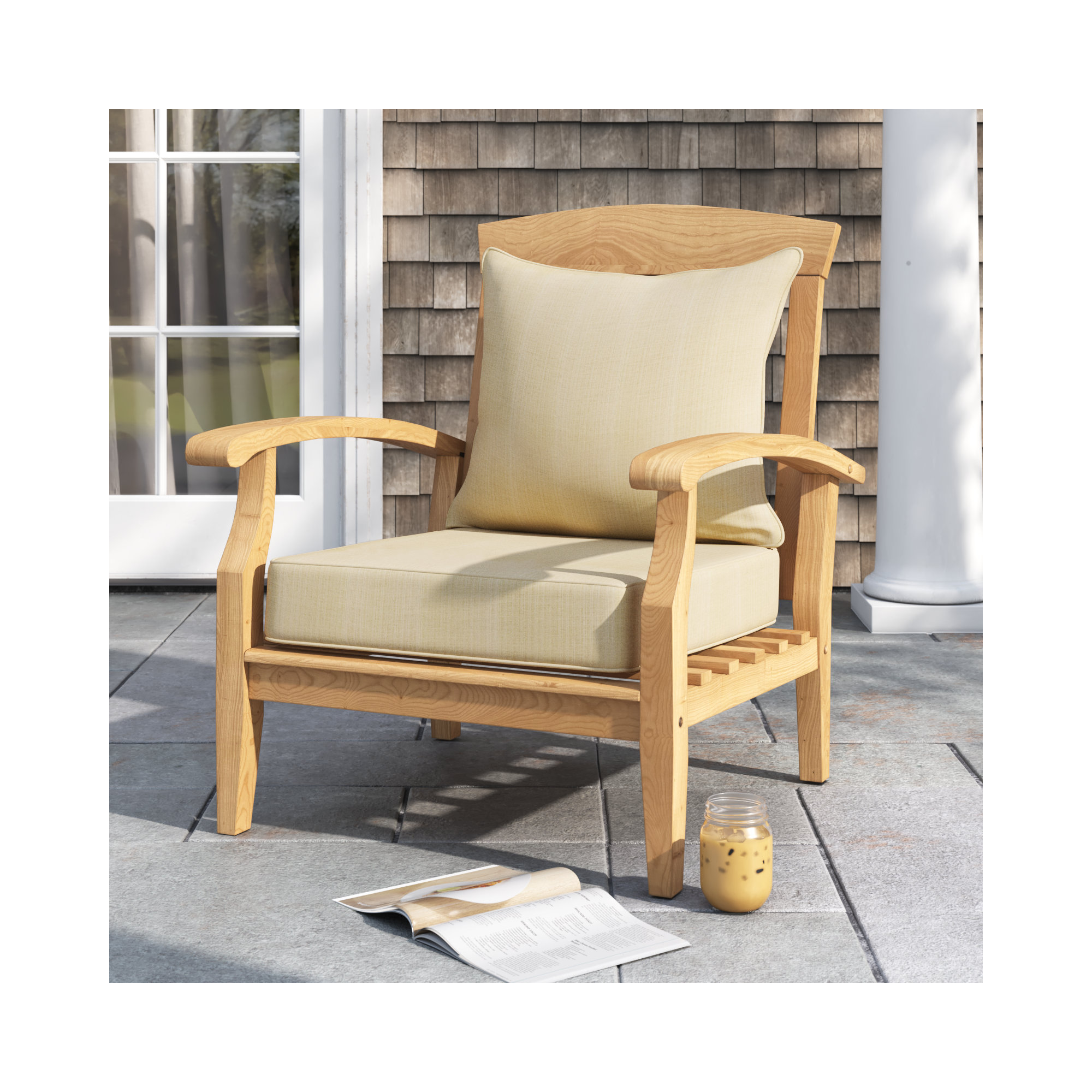 Indoor/Outdoor Sunbrella Seat/Back Cushion, 5" H x 23" W x 23.5" D, Beige Sunbrella®