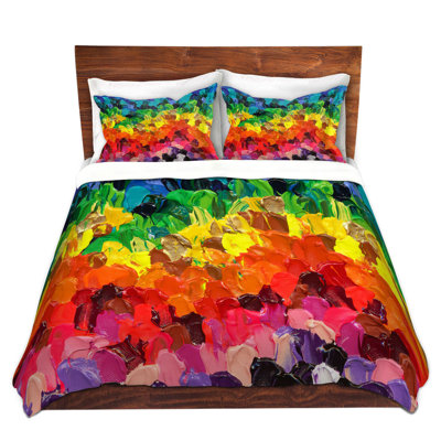 Ensemble de housse de couette simple DiaNoche en microfibre par Rachel Brown - Rainbow Squish