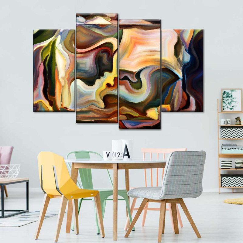 «Passionate Moment», ensemble de 4 toiles abstraites sur toile, H 22 po x l 36 po x P 1 po