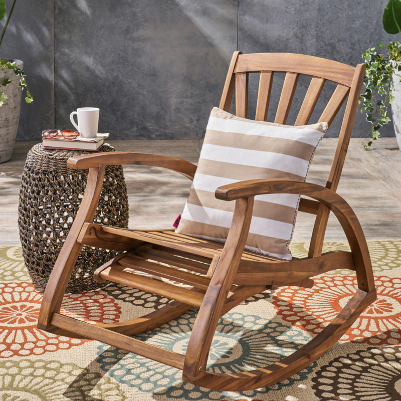 Siège berçant en bois avec repose-pieds rétractable et résistant aux intempéries, fauteuil de finition, repose-pieds mobile à l'ombre