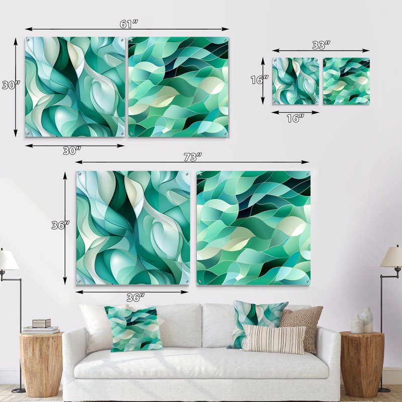 Crysti - ensemble de 2 peintures murales abstraites en acrylique, H 36 po x l 73 po