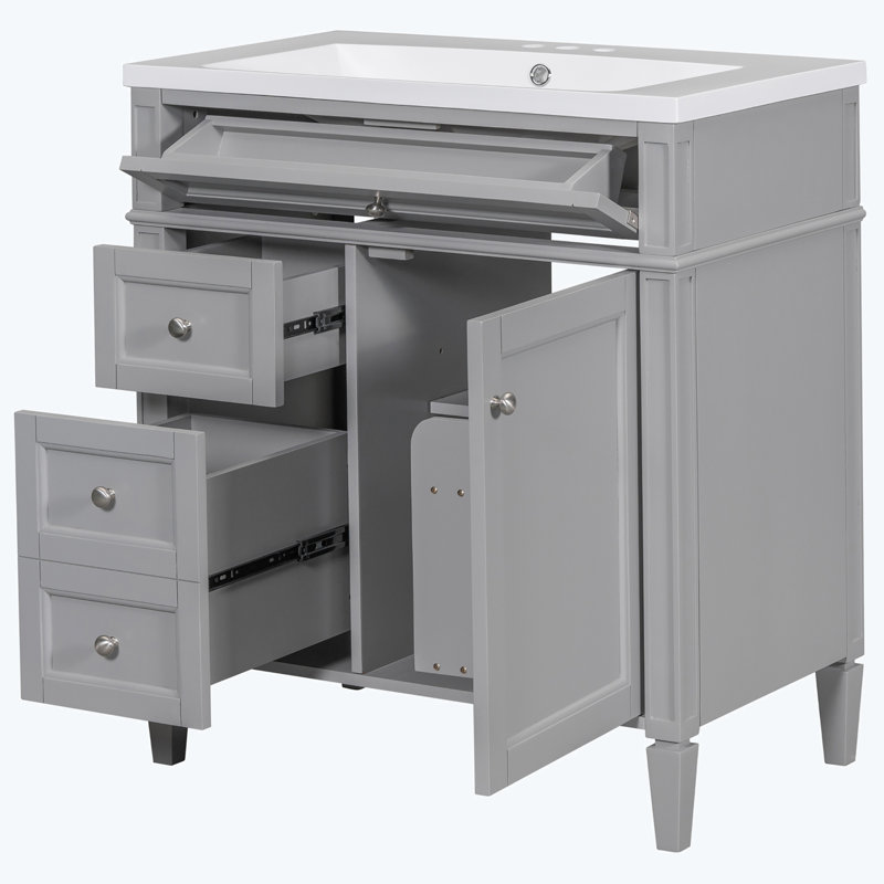 Gioacchino 30'' Free Standing Single Bathroom Vanity with Resin Top
