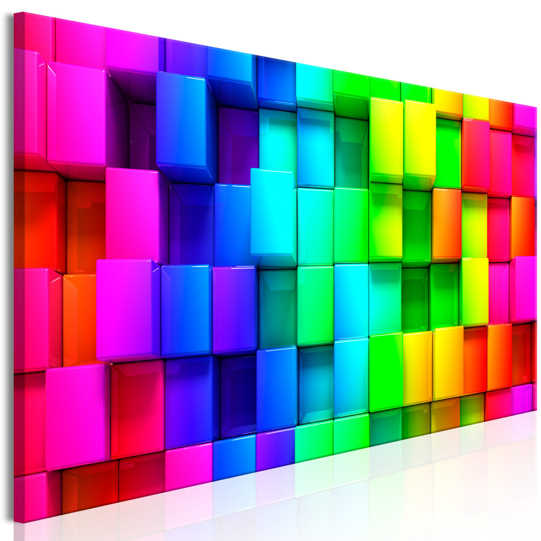 Leinwandbild - Colourful Cubes (5 Parts) Narrow