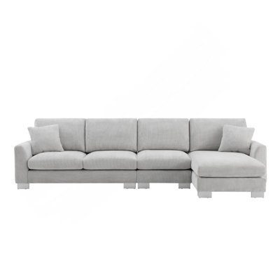 Modern Oversized Sectional Sofa,L-shaped Luxury Couch Set with 2 Free pillows,5-seat Chenille Indoor Furniture with Chaise for Living Room,Apartment,Office