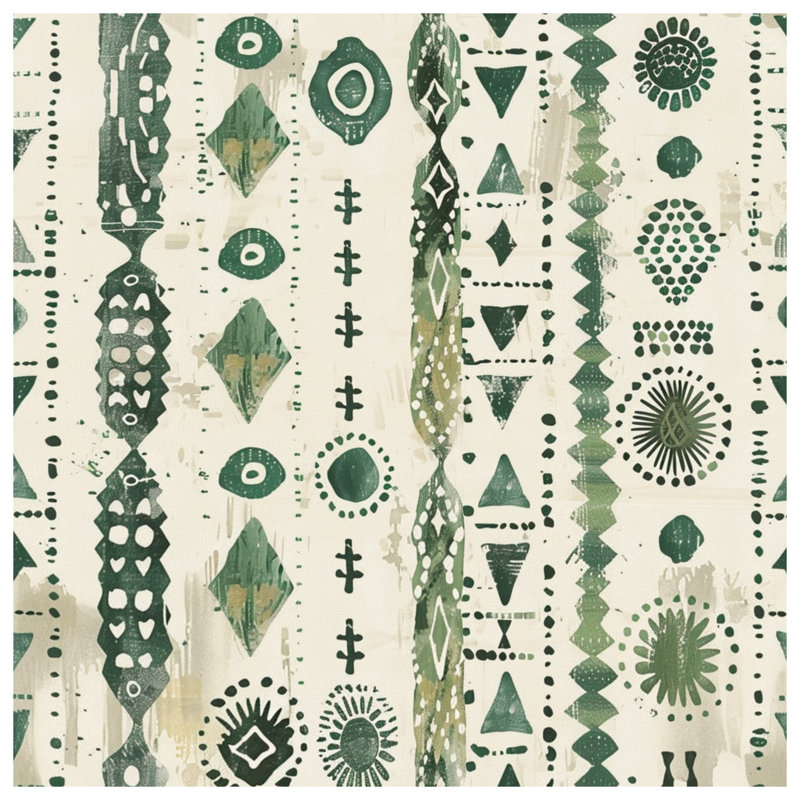 Housses de couette vertes à motif tribal, Grand lit