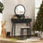 Small Vanity Desk w/Mirror & Lights Cushioned Stool 3 Adjustable Lighting Colors -854262312