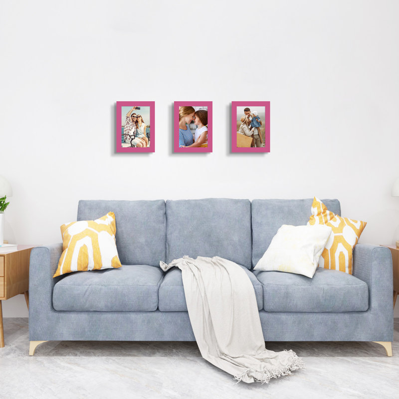 Cadre photo collage, ensemble de 3, Rose profond, L 5 po x H 7 po