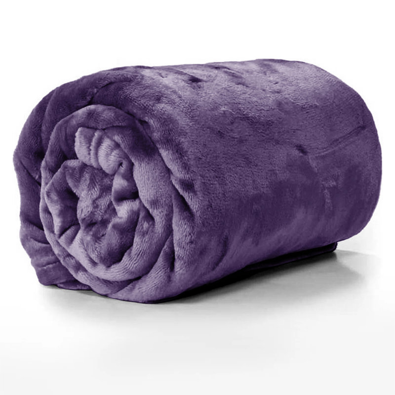 Couverture réversible en fausse fourrure de peluche vison, Grand, Mauve