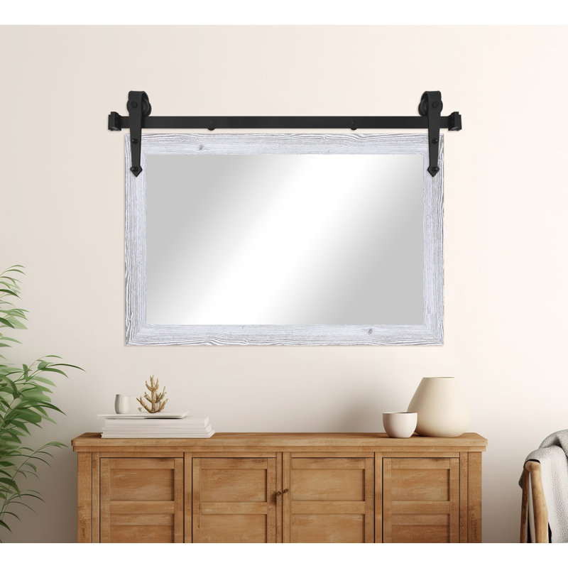 Miroir Ventanas, Blanc délavé, 28 po x 33 po