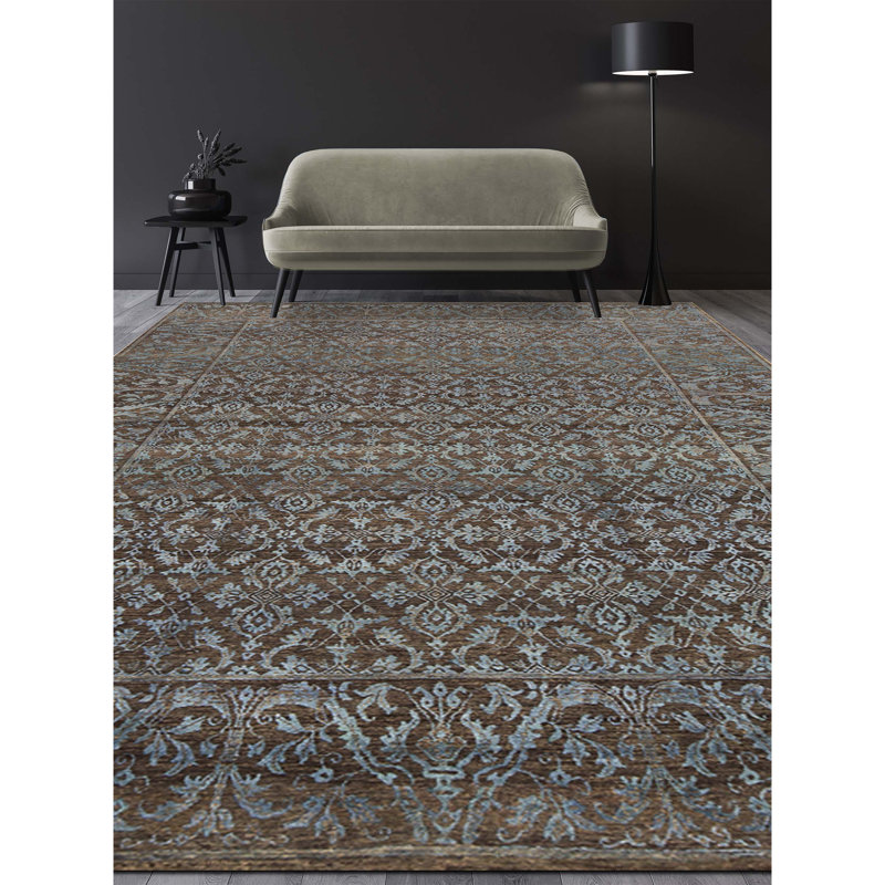 Neo Villa Oriental Area Rug in Charcoal/Blue