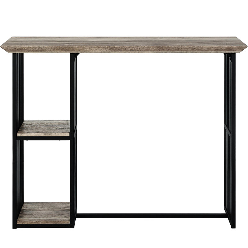 Table de présentation à hauteur de comptoir avec 2 tablettes - Chêne et fini noir sablé de style industriel