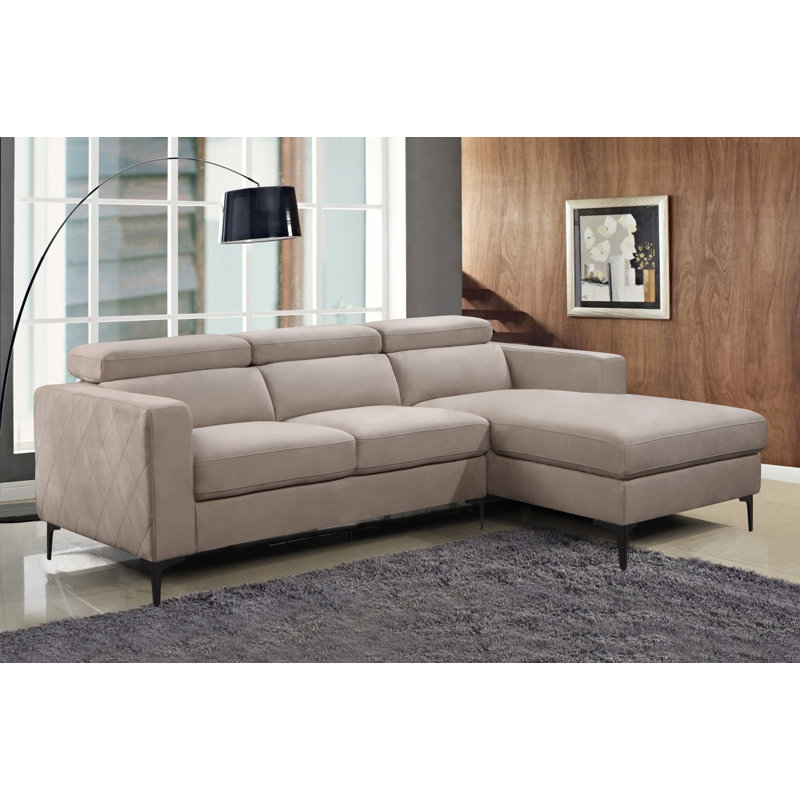 Canapé et méridienne stationnaire de 98,5 po Tashaye, Polyester gris clair