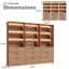 Bibliothèque 94,5 "en noyer avec 3 tiroirs, armoire de rangement à 3 niveaux avec lumières à DEL