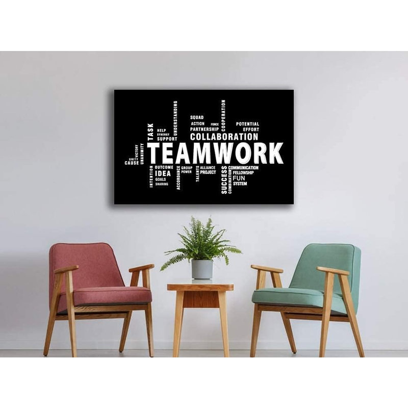 Tableau sur toile sur le thème du travail d'équipe, citation inspirante encadrée, décoration moderne et motivante pour le bureau et la maison