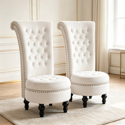 Velvet Side High-backed Chair
