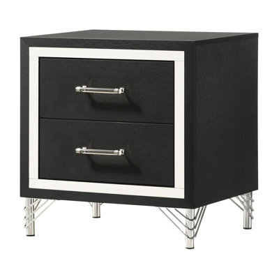 2-Drawer Nightstand Bedside Table Black