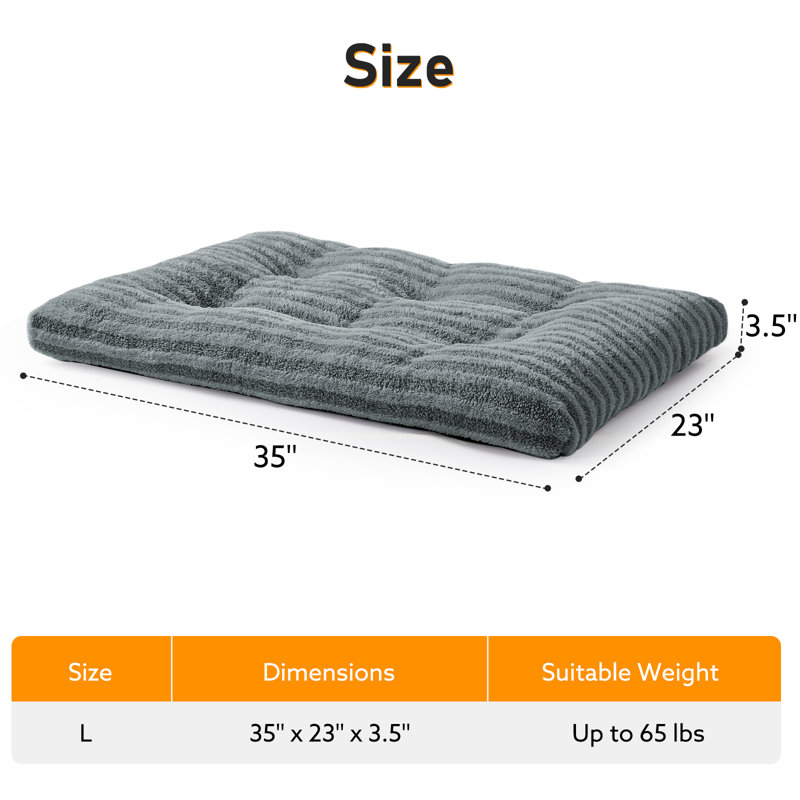 Lit pour animaux de compagnie, lit pour chien et chat anti-angoisse, matelas moelleux avec fond antidérapant, tapis pour chien lavable et confortable pour plancher ou caisse, gris