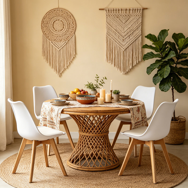 Ensemble de 4 chaises de salle à manger en plastique avec coussin de siège et pieds en bois, Blanc